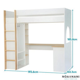 Nöa & Nani Noa & Nani Norah High Sleeper Cabin Bed With Built In Desk & Storage In White - thumbnail 5