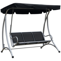 Outsunny 3 Seat Metal Fabric Backyard Balcony Patio Swing Chair With Canopy Top - thumbnail 2
