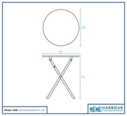 Harbour Housewares Round Metal Folding Patio Bistro Table - 60Cm - White - thumbnail 3
