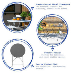 Harbour Housewares Round Metal Folding Patio Bistro Table - 60Cm - White - thumbnail 2
