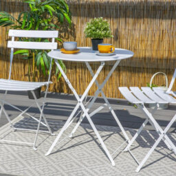 Harbour Housewares Round Metal Folding Patio Bistro Table - 60Cm - White - thumbnail 6