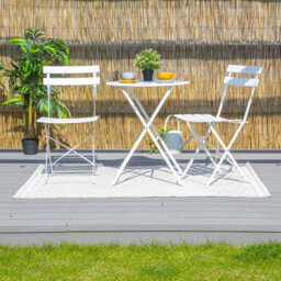 Harbour Housewares Round Metal Folding Patio Bistro Table - 60Cm - White - thumbnail 5
