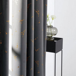 Deconovo Blackout Eyelet Curtains, Gold Printed Constellation Nursery Curtains For Living Room, 46 X 90 Inch, Light Grey, 2 Panels - thumbnail 1