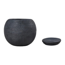 Water Feature Stone Sphere Globe Bowl Solar Gray Fountain Led Lights Outdoor - thumbnail 3