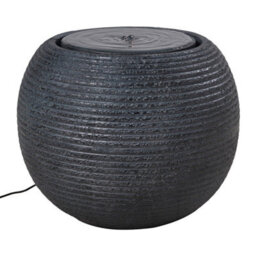 Water Feature Stone Sphere Globe Bowl Solar Gray Fountain Led Lights Outdoor - thumbnail 5