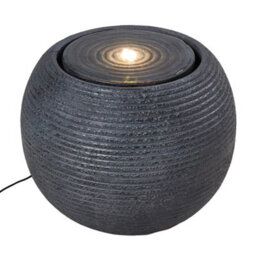 Water Feature Stone Sphere Globe Bowl Solar Gray Fountain Led Lights Outdoor - thumbnail 4
