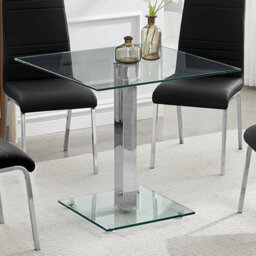 Furniture in Fashion Hartley Clear Glass Dining Table With 4 Dora Teal Chairs - thumbnail 2