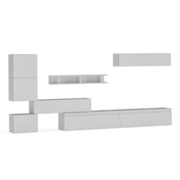 Decorotika Lund Moduler Modern Tv Unit Wall Mount Customizable Layout High Gloss White - thumbnail 4