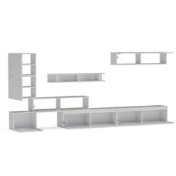 Decorotika Lund Moduler Modern Tv Unit Wall Mount Customizable Layout High Gloss White - thumbnail 5