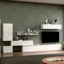 Decorotika Lund Moduler Modern Tv Unit Wall Mount Customizable Layout High Gloss White - thumbnail 3