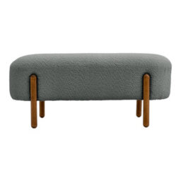 Living And Home Contemporary Grey Fabric Upholstered Hallway Bench Bed End Bench With Wood Legs - thumbnail 3