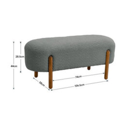 Living And Home Contemporary Grey Fabric Upholstered Hallway Bench Bed End Bench With Wood Legs - thumbnail 6