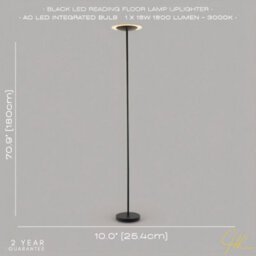 Happy Homewares Led Black Switched Uplighter Floor Lamp With Frosted White Polycarbonate Shade - thumbnail 6