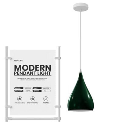 Ledsone Modern Industrial Teardrop Hanging Ceiling Light Red Pendant Lamp, Eyeball Design Modern Light Shades E27  Lamp Green - image 1