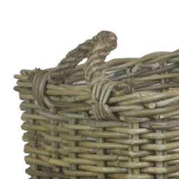 Red Hamper Ra008 Set Of 3 Square Grey Rattan Log Baskets - thumbnail 3