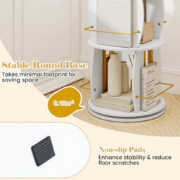 2 Tier Rotating Bookshelf Tower Spinning Bookcase With Display Stands - thumbnail 6
