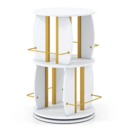 2 Tier Rotating Bookshelf Tower Spinning Bookcase With Display Stands - thumbnail 5