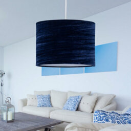 First Choice Lighting Modern Navy Blue Crushed Velvet 33Cm Easy Fit Pendant Shades - thumbnail 4