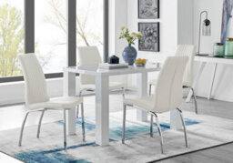 Furniturebox Uk Pivero White High Gloss Dining Table And 4 White Isco Chairs Set - thumbnail 1