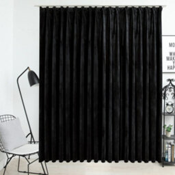 Vidaxl Blackout Curtain With Hooks Velvet Black 290X245 Cm - thumbnail 2
