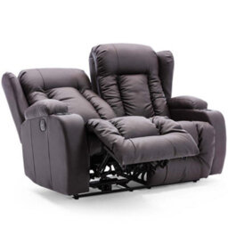 More4Homes Caesar Electric High Back Luxury Bond Grade Leather Recliner 2 Seater Sofa (Brown) - thumbnail 3