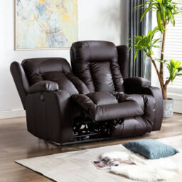 More4Homes Caesar Electric High Back Luxury Bond Grade Leather Recliner 2 Seater Sofa (Brown) - thumbnail 7