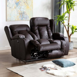 More4Homes Caesar Electric High Back Luxury Bond Grade Leather Recliner 2 Seater Sofa (Brown) - thumbnail 1