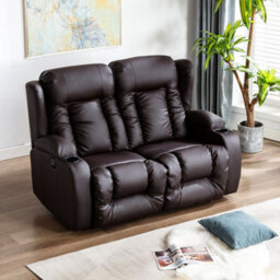 More4Homes Caesar Electric High Back Luxury Bond Grade Leather Recliner 2 Seater Sofa (Brown) - thumbnail 6