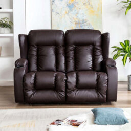 More4Homes Caesar Electric High Back Luxury Bond Grade Leather Recliner 2 Seater Sofa (Brown) - thumbnail 5