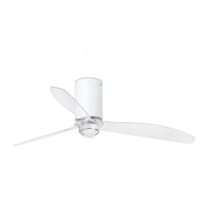 Luminosa Lighting Luminosa Mini-Tube Led Matt White, Transparent Ceiling Fan With Dc Motor, 3000K