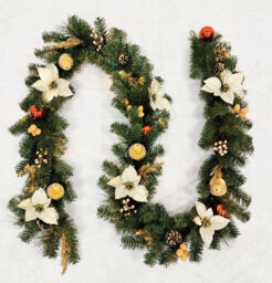 Best Artificial 12Ft / 360Cm Copper & Bronze Decorated Christmas Garland With Gold Dusted Acorns Festive Bannister Fireplace