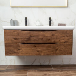 Plum&clay Eden Redwood Wall Hung Vanity Unit With Round Resin Basin (W)1240mm - thumbnail 4