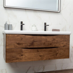 Plum&clay Eden Redwood Wall Hung Vanity Unit With Round Resin Basin (W)1240mm - thumbnail 3