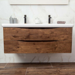 Plum&clay Eden Redwood Wall Hung Vanity Unit With Round Resin Basin (W)1240mm - thumbnail 1