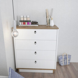 Decorotika Sahra Chest Of Drawers White And Walnut - thumbnail 1