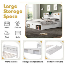 Matteo Single Daybed Frame 3Ft With Usb Port, Drawers & Storage In White - thumbnail 7