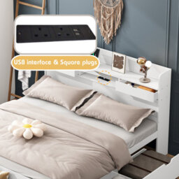Matteo Single Daybed Frame 3Ft With Usb Port, Drawers & Storage In White - thumbnail 8