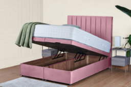 UKBEDFURNITURE Wilton Plush Pink End Opening Divan Ottoman Bed With 54 Inch Headboard - thumbnail 2