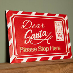 Samuel Alexander 29Cm Red And White Dear Santa Stop Here Hanging Metal Sign Christmas Decoration