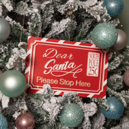 Samuel Alexander 29Cm Red And White Dear Santa Stop Here Hanging Metal Sign Christmas Decoration - thumbnail 3