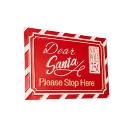 Samuel Alexander 29Cm Red And White Dear Santa Stop Here Hanging Metal Sign Christmas Decoration - thumbnail 9