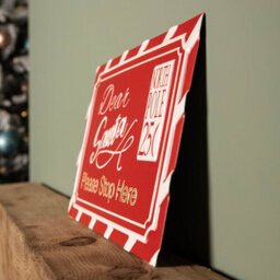 Samuel Alexander 29Cm Red And White Dear Santa Stop Here Hanging Metal Sign Christmas Decoration - thumbnail 6