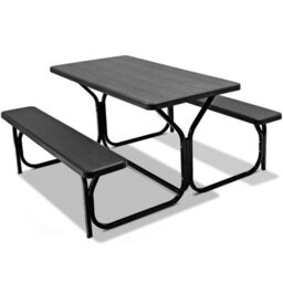Gainoom Black Picnic Table & Bench Set Outdoor Picnic Table Bench Set Camping Table Set - thumbnail 1