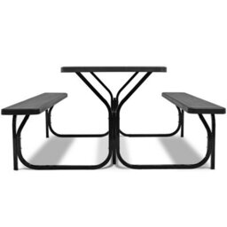 Gainoom Black Picnic Table & Bench Set Outdoor Picnic Table Bench Set Camping Table Set - thumbnail 2