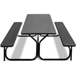 Gainoom Black Picnic Table & Bench Set Outdoor Picnic Table Bench Set Camping Table Set - thumbnail 3