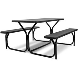 Gainoom Black Picnic Table & Bench Set Outdoor Picnic Table Bench Set Camping Table Set - thumbnail 4