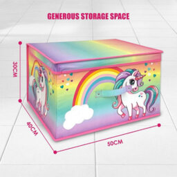 GEEZY The Magic Toy Shop Toy Storage Folding Box Large Collapsible Jumbo Toy Chest Rainbow Unicorn Design - thumbnail 5