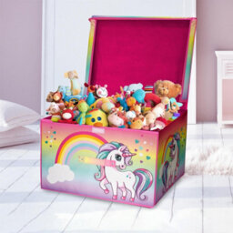 GEEZY The Magic Toy Shop Toy Storage Folding Box Large Collapsible Jumbo Toy Chest Rainbow Unicorn Design - thumbnail 2