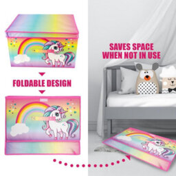 GEEZY The Magic Toy Shop Toy Storage Folding Box Large Collapsible Jumbo Toy Chest Rainbow Unicorn Design - thumbnail 4