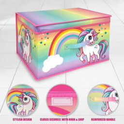 GEEZY The Magic Toy Shop Toy Storage Folding Box Large Collapsible Jumbo Toy Chest Rainbow Unicorn Design - thumbnail 3
